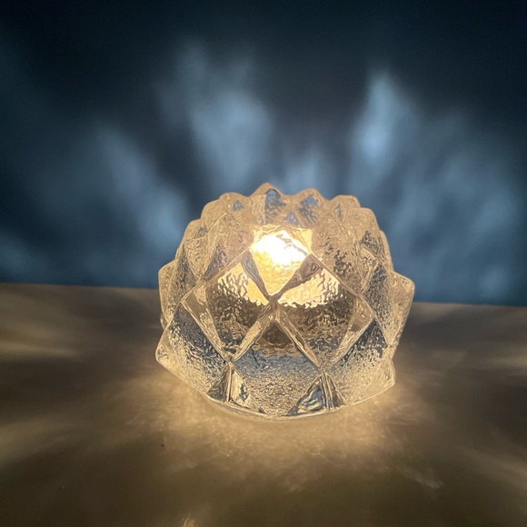 Orrefors Sweden Firefly Nimbus Crystal tealight candle holder, 3.5 inches high - Picture 2 of 10